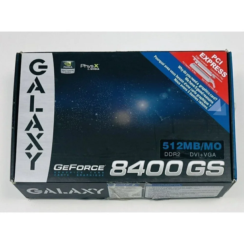 PhysX by NVIDIA 512mb/mo DDR2 DVI+VGA GEFORCE Graphics Card 8400 GS OPEN BOX